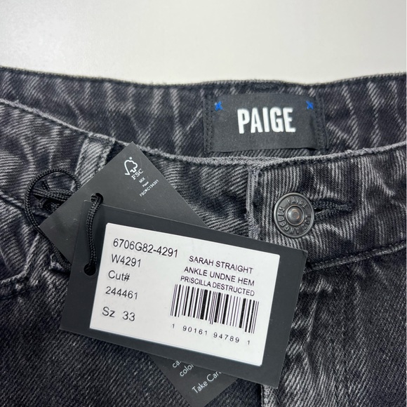 Paige Denim Sarah Straight Ankle Jeans Undone Hem Priscilla Deconstructed NWT - Picture 5 of 16